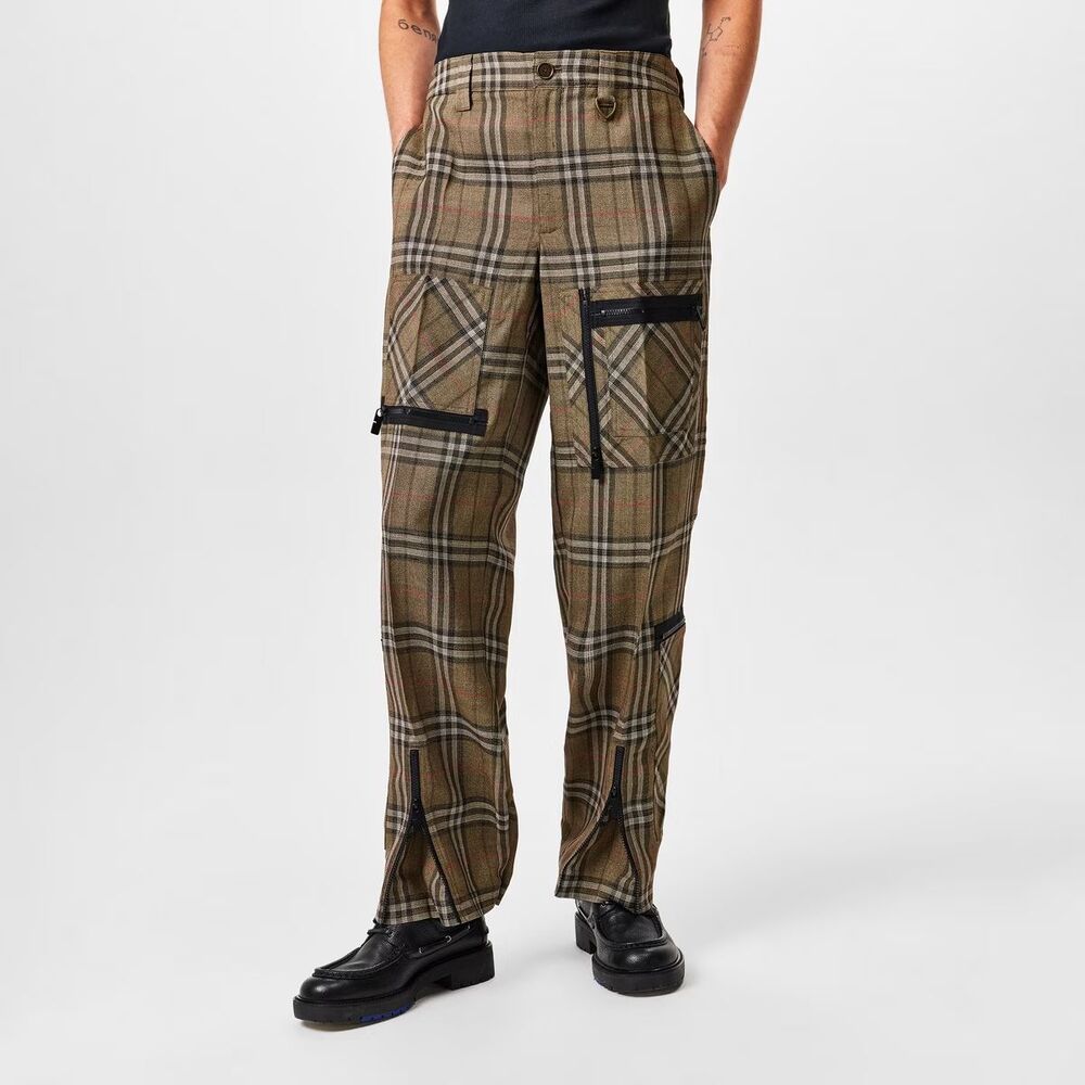 Burberry Pants Mens Size 36 46 Tan Check Tactical Cargo Tech Silk Blend $1790